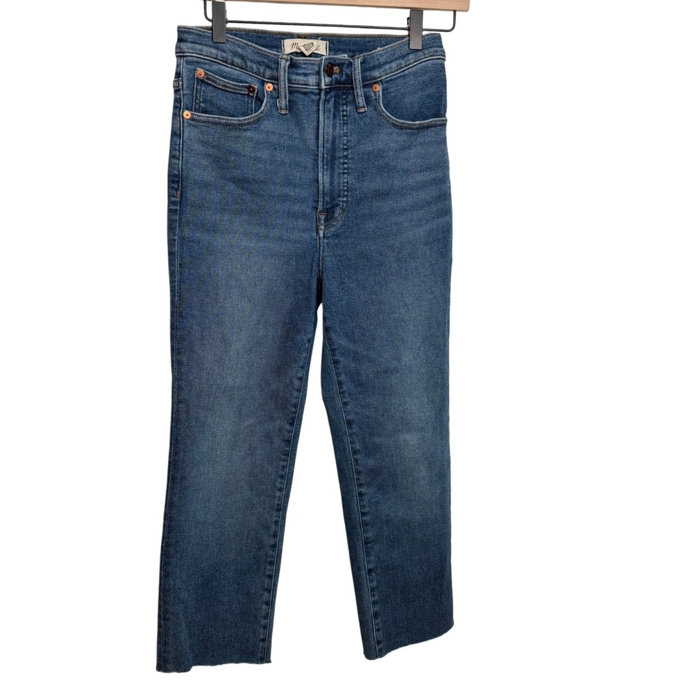 Madewell Womens Jeans Perfect Vintage 27 Blue Straight Leg Raw Hem High Rise